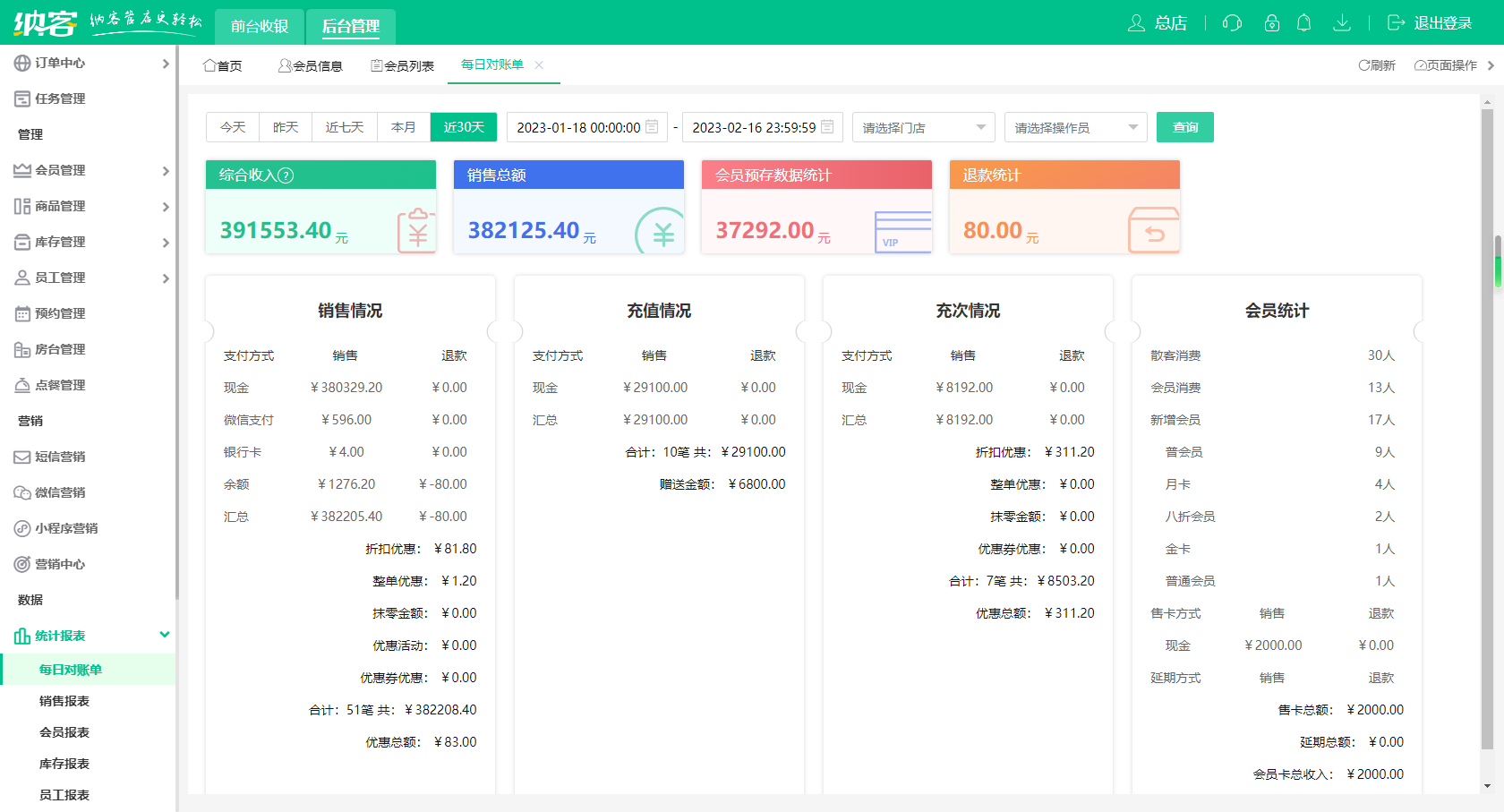 摩登7前台收银系统
