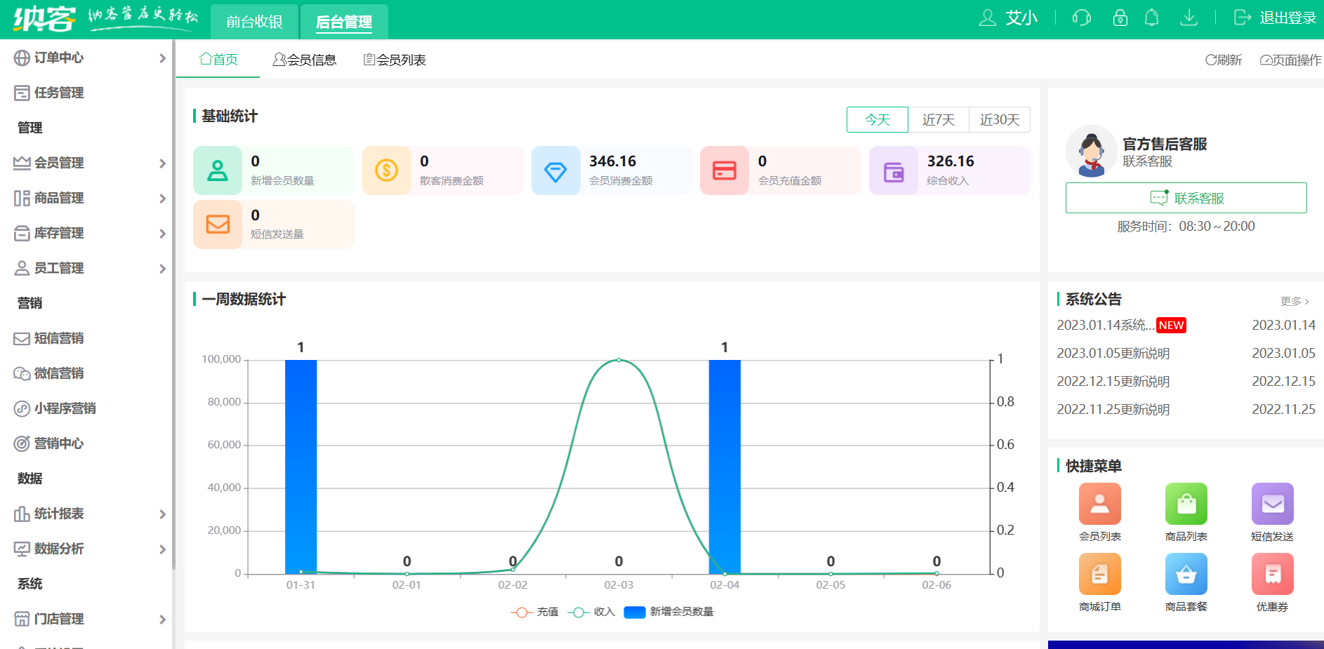 生鲜收银积分软件